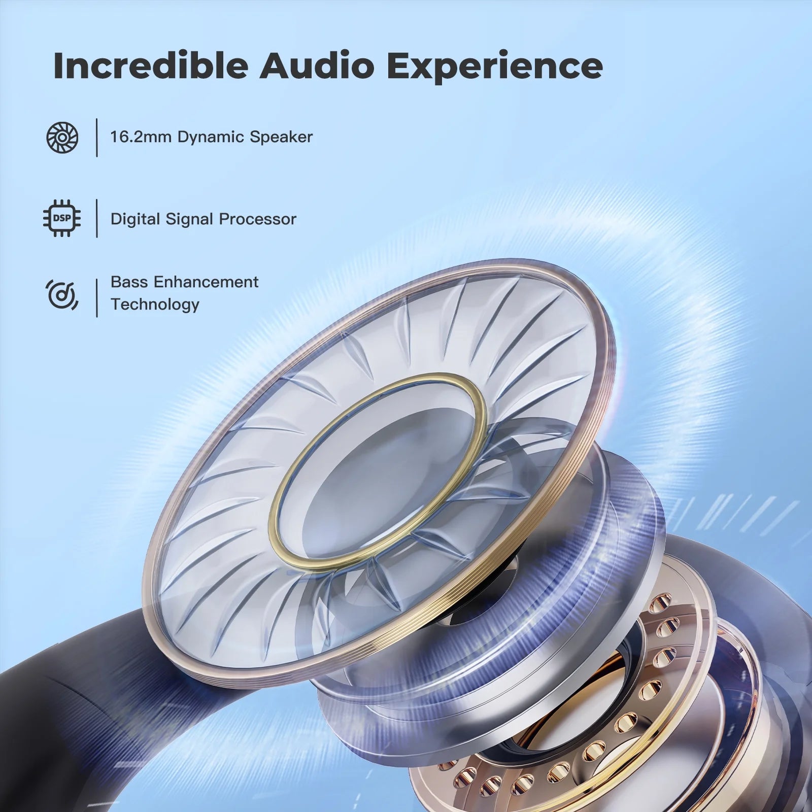 Open Ear Headphones, True Wireless Air Conduction Earbuds with Microphone, Sweat Resistant Sports Headphones for Sports, Office, Bluetooth 5.3 Earphones
